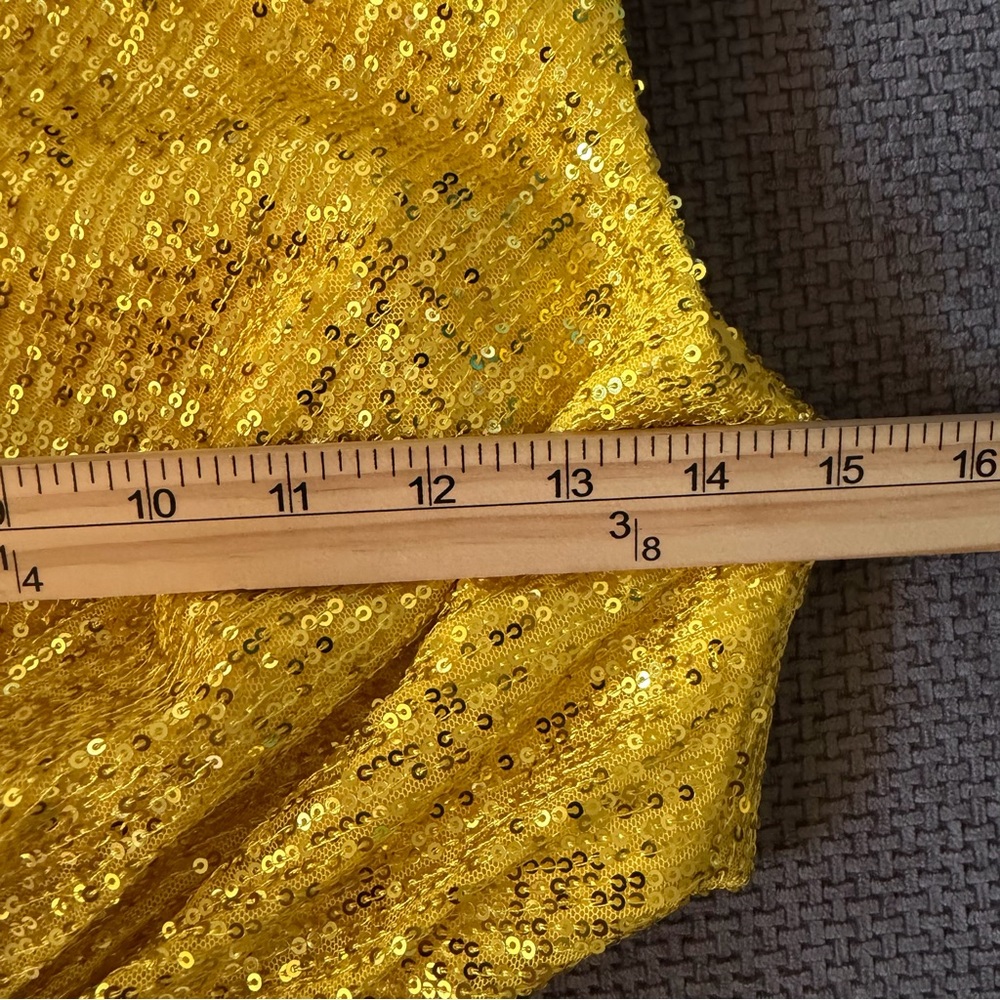 Mac Duggal Yellow Gold Sequin Cutout Twist Sheath Dress 4 Graduation Wedding - Picture 9 of 14